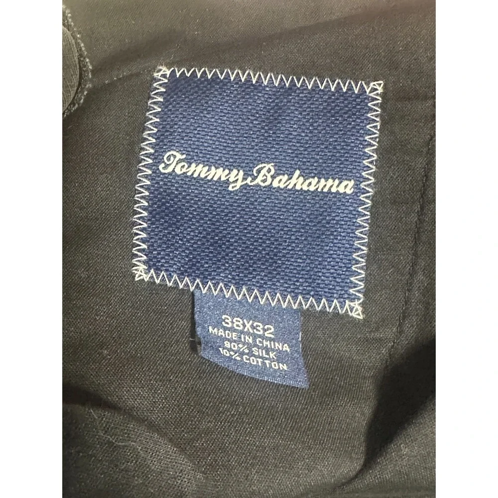 Tommy Bahama 90% Silk, 10% Cotton Blend Pants Mens 38x32 Black‎ Twill Soft Touch